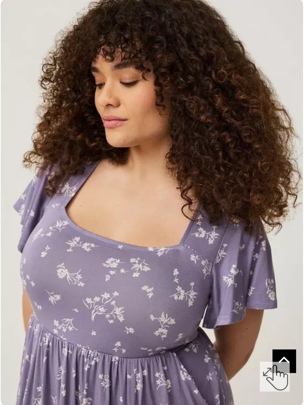 Torrid Lavender Floral Square-Neck Flutter-Sleeve Midi Dress - Picture 5 of 12